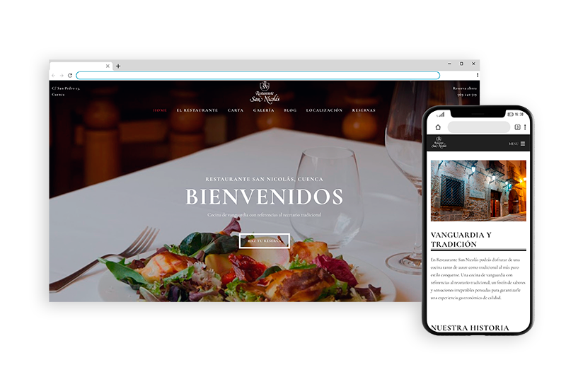página web restaurante